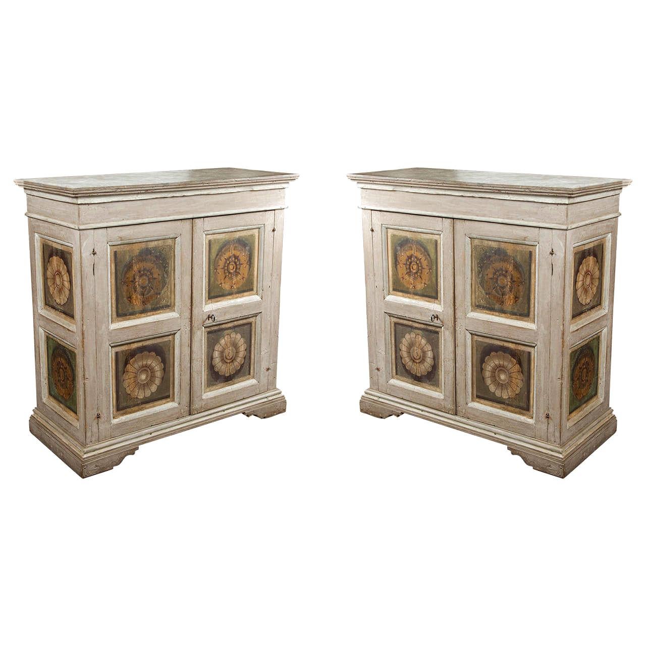 Two Hand Painted 19th Century, Tuscan Cabinets