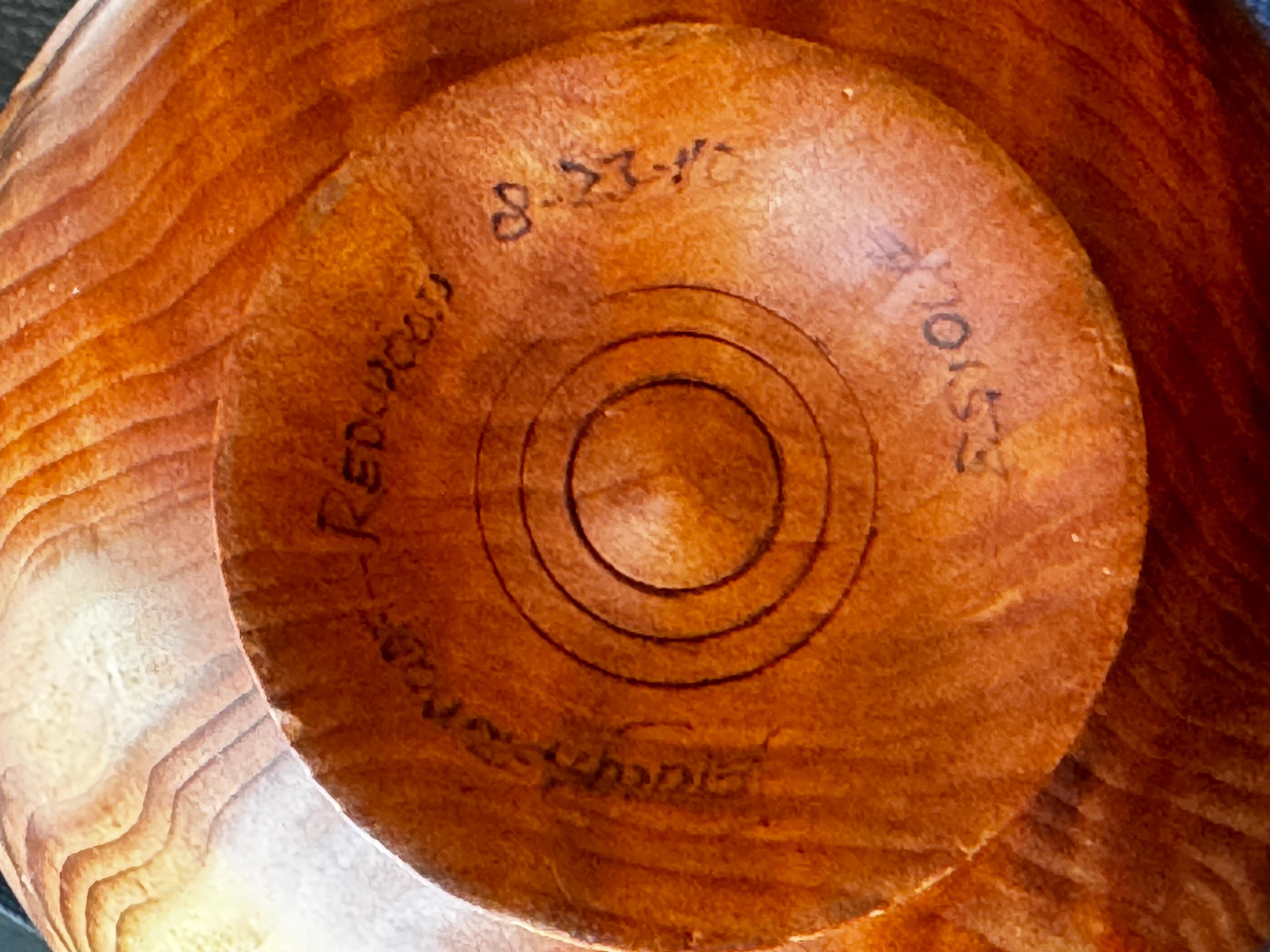 Ash Two Hand-Turned Wood Bowls, One Redwood: Signed, One Segmented   For Sale