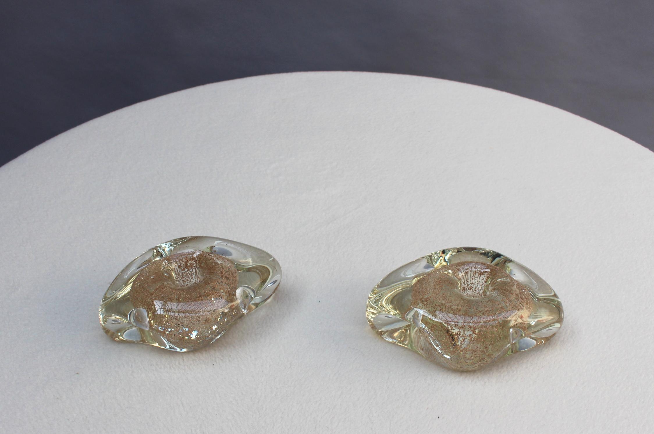 Two Handblown Glass Candlestick Holders by Andre Thuret (sold as a pair)   For Sale 5