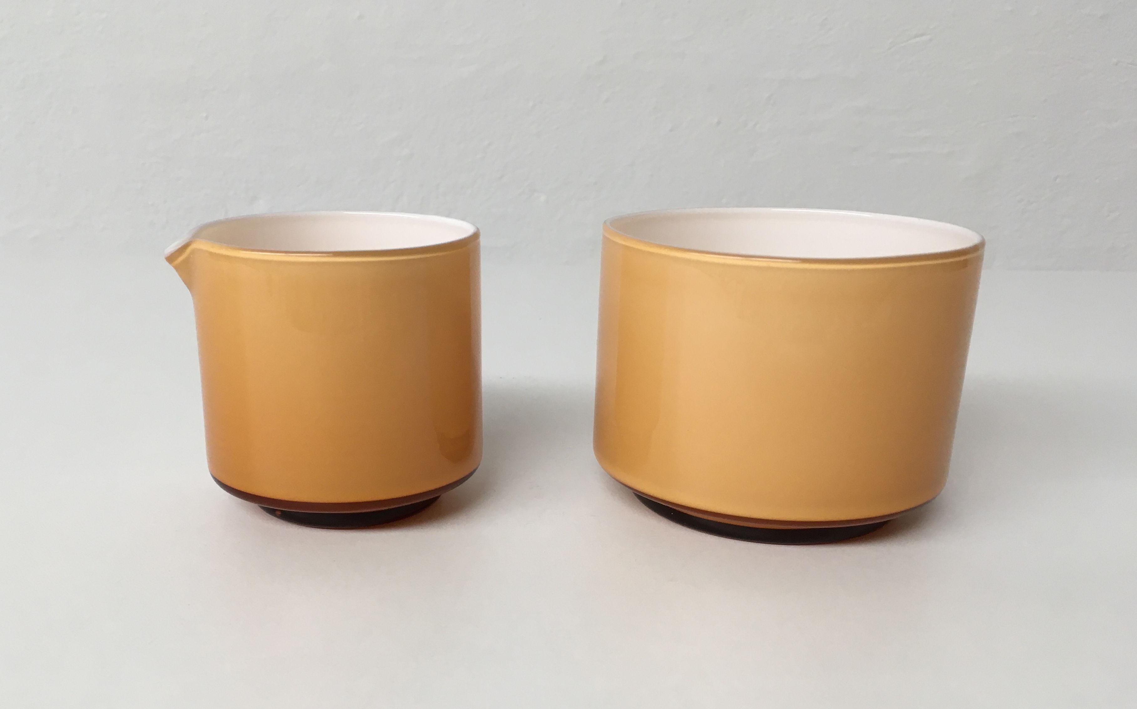 Danish Handblown Cream and Sugar Bowls in Opaline Glass by Michael Bang for Holmegaard For Sale