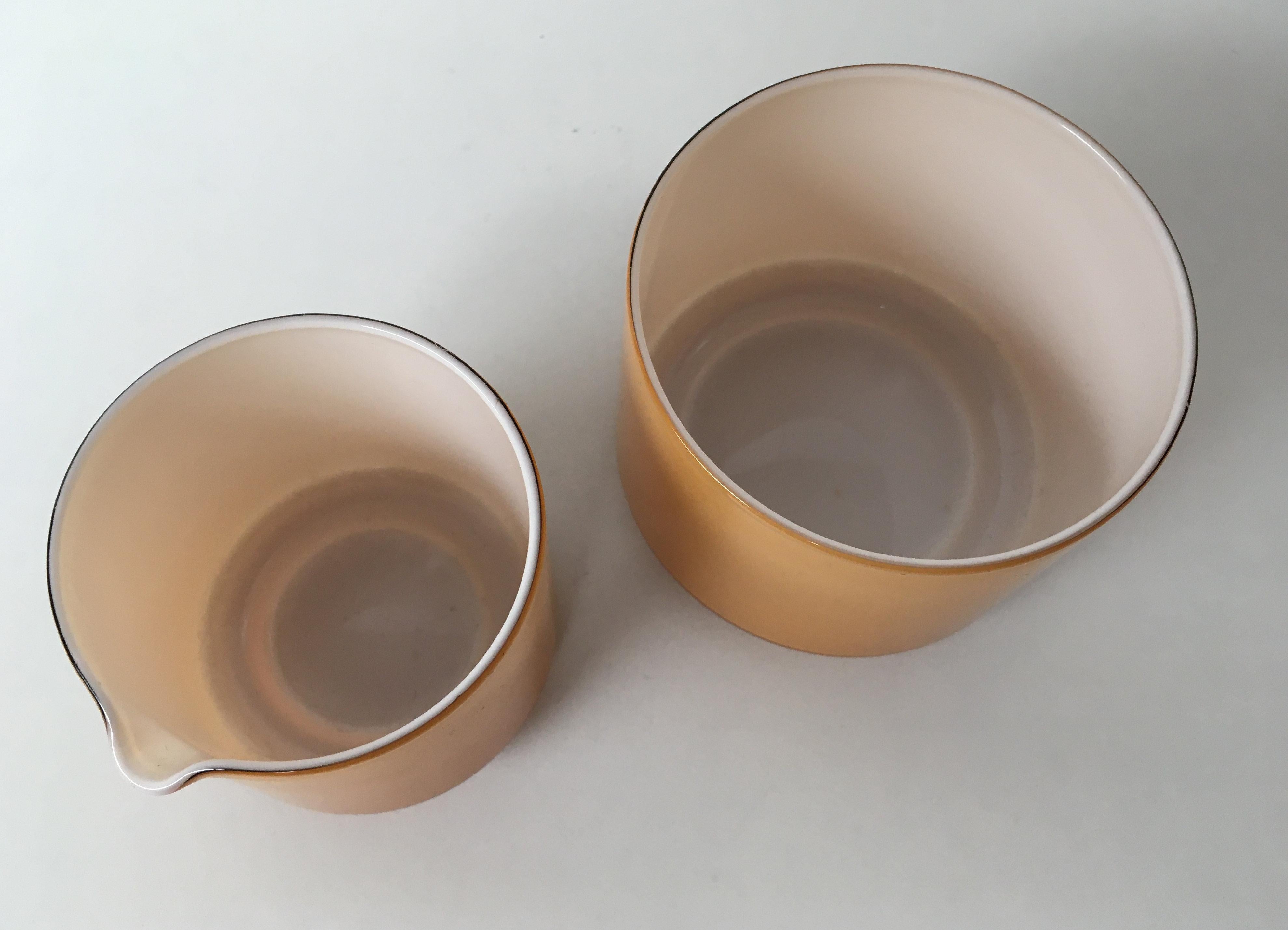 Handblown Cream and Sugar Bowls in Opaline Glass by Michael Bang for Holmegaard In Good Condition For Sale In Knebel, DK