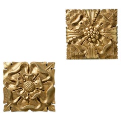 Two Handcarved 19th Century Tudor Rose Carvings