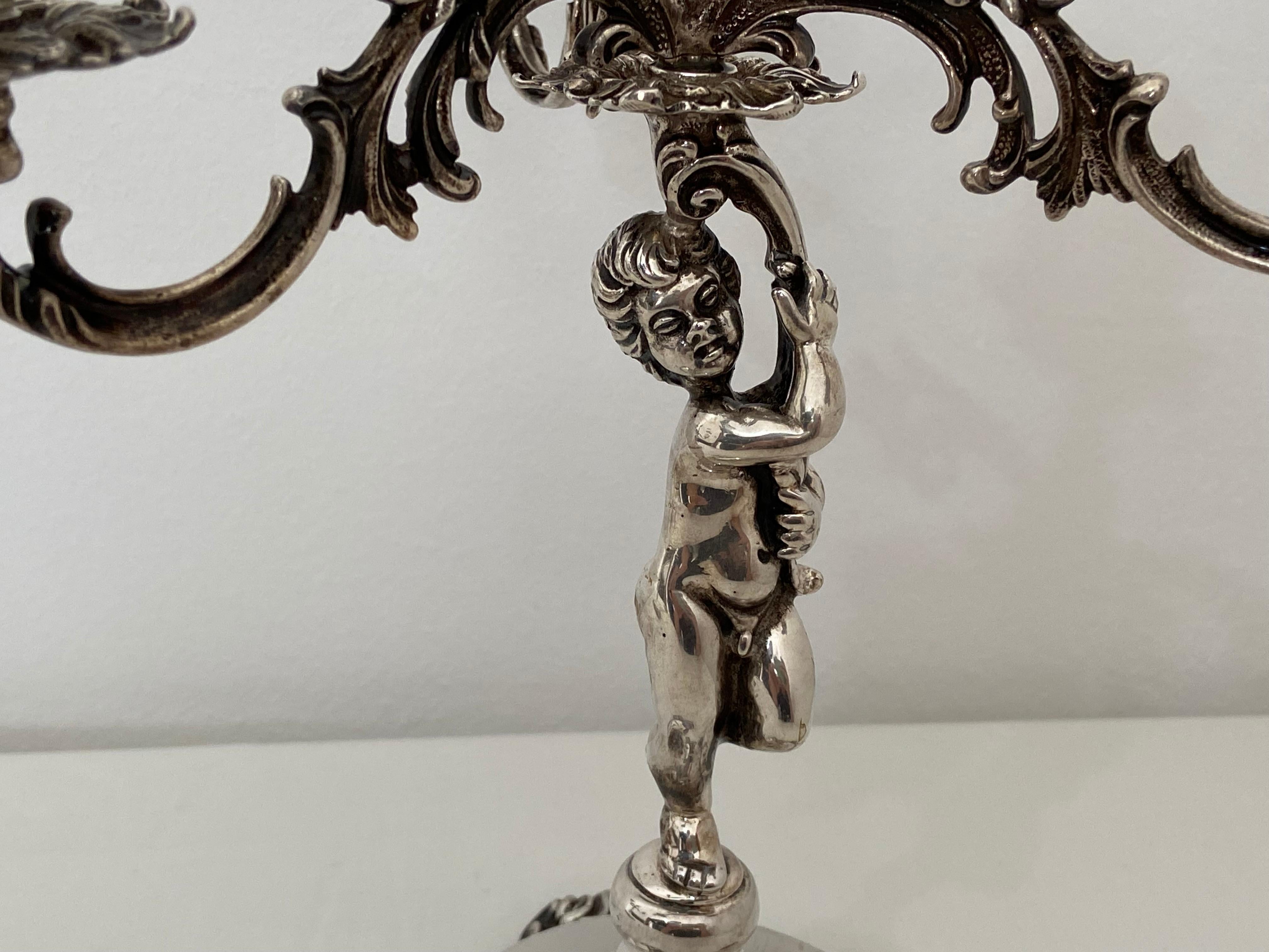 Women's or Men's Two Handcrafted Candelabra in 800 Silver, Works of Art For Sale