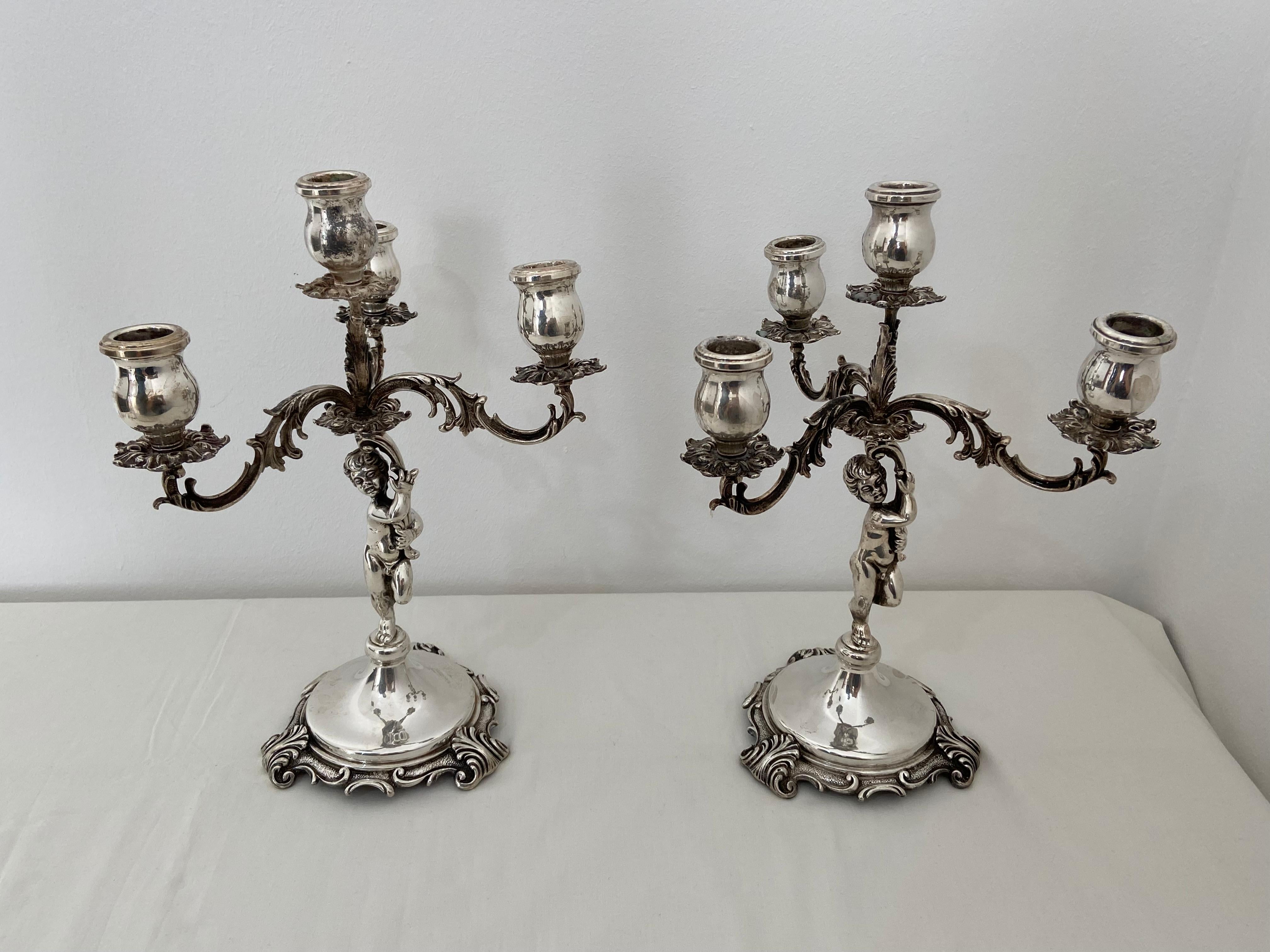 Two Handcrafted Candelabra in 800 Silver, Works of Art For Sale 2