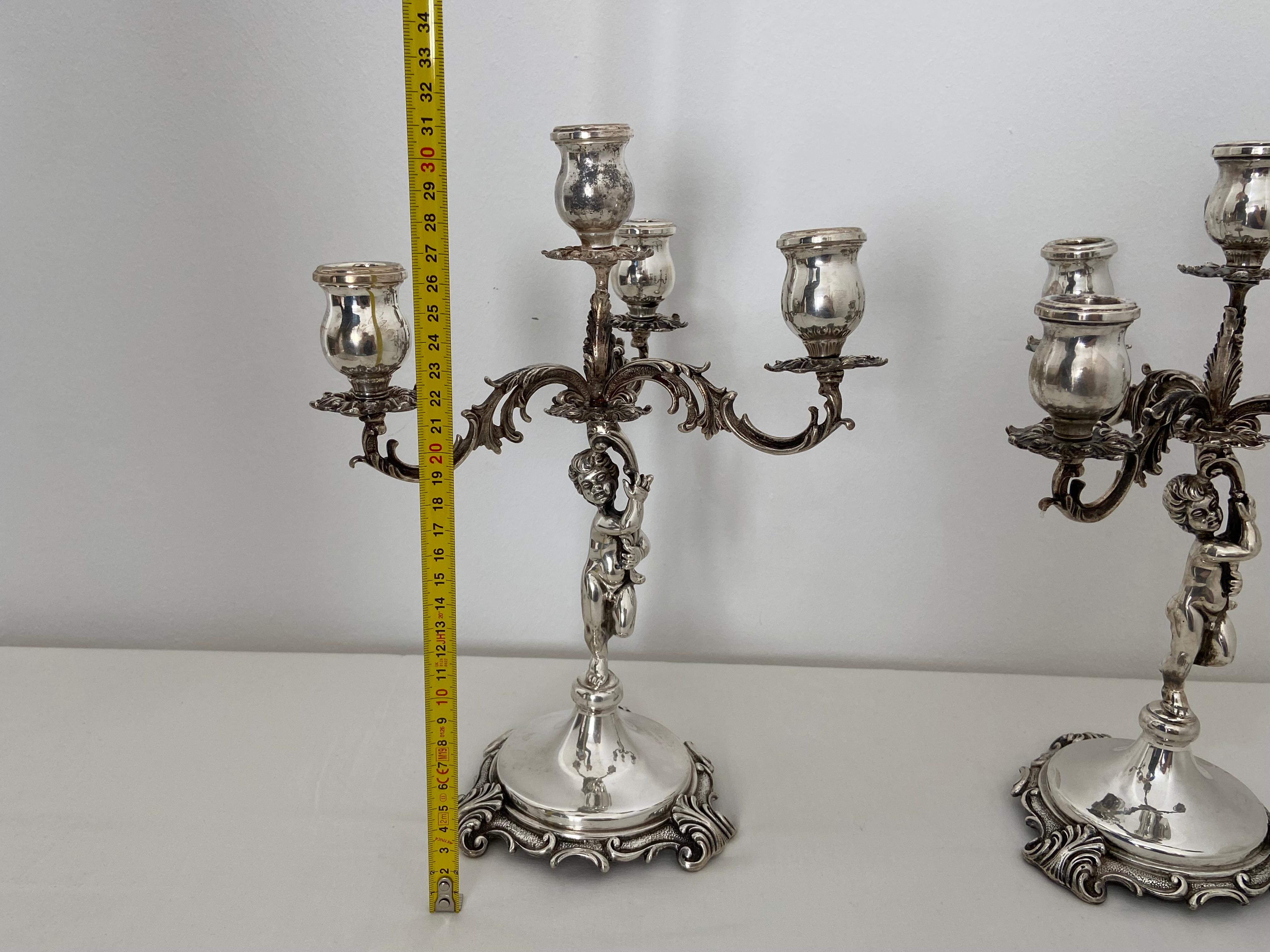 Two Handcrafted Candelabra in 800 Silver, Works of Art For Sale 3