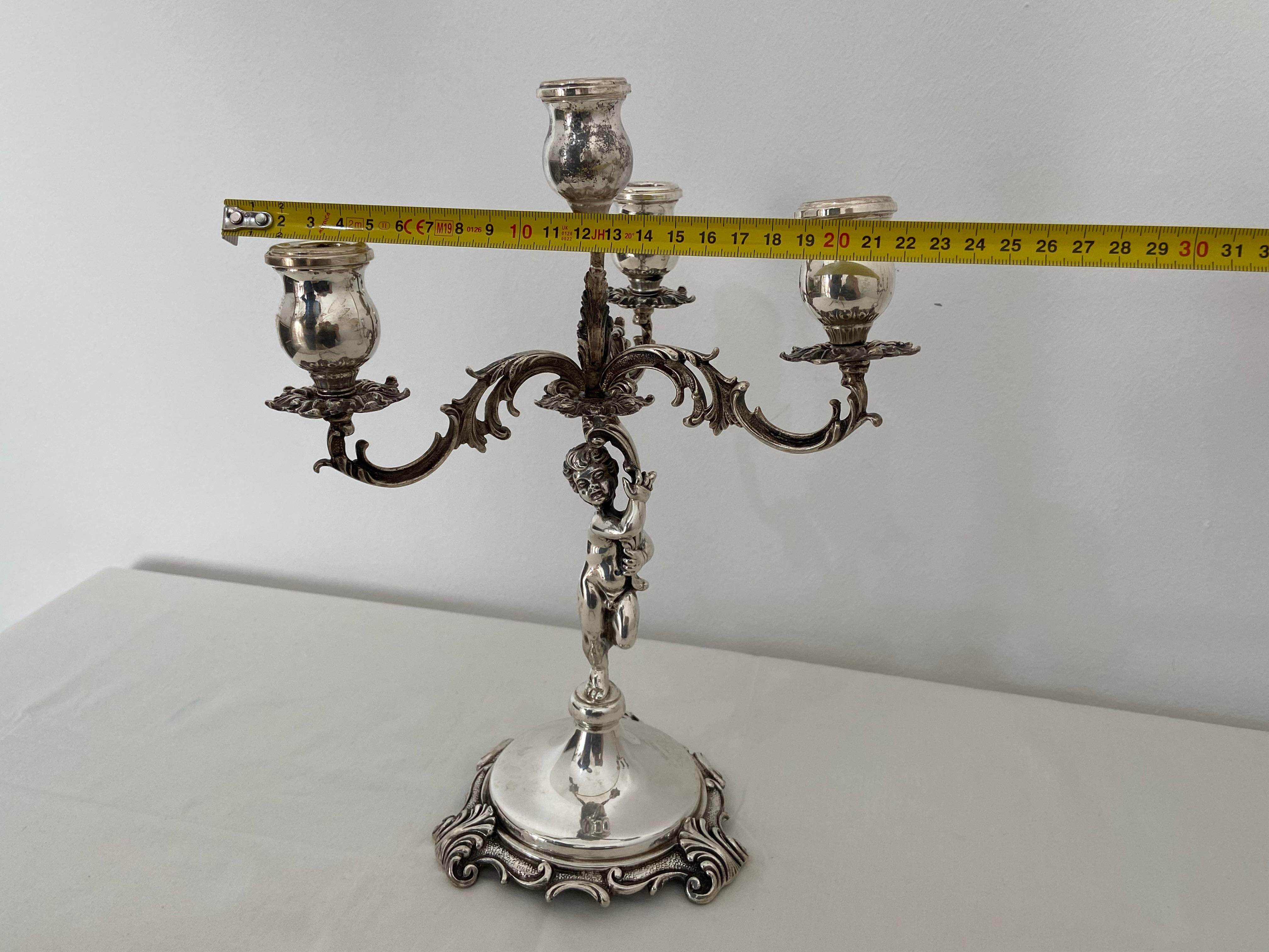 Two Handcrafted Candelabra in 800 Silver, Works of Art For Sale 4