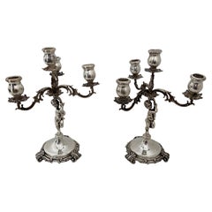 Two Handcrafted Candelabra in 800 Silver, Works of Art