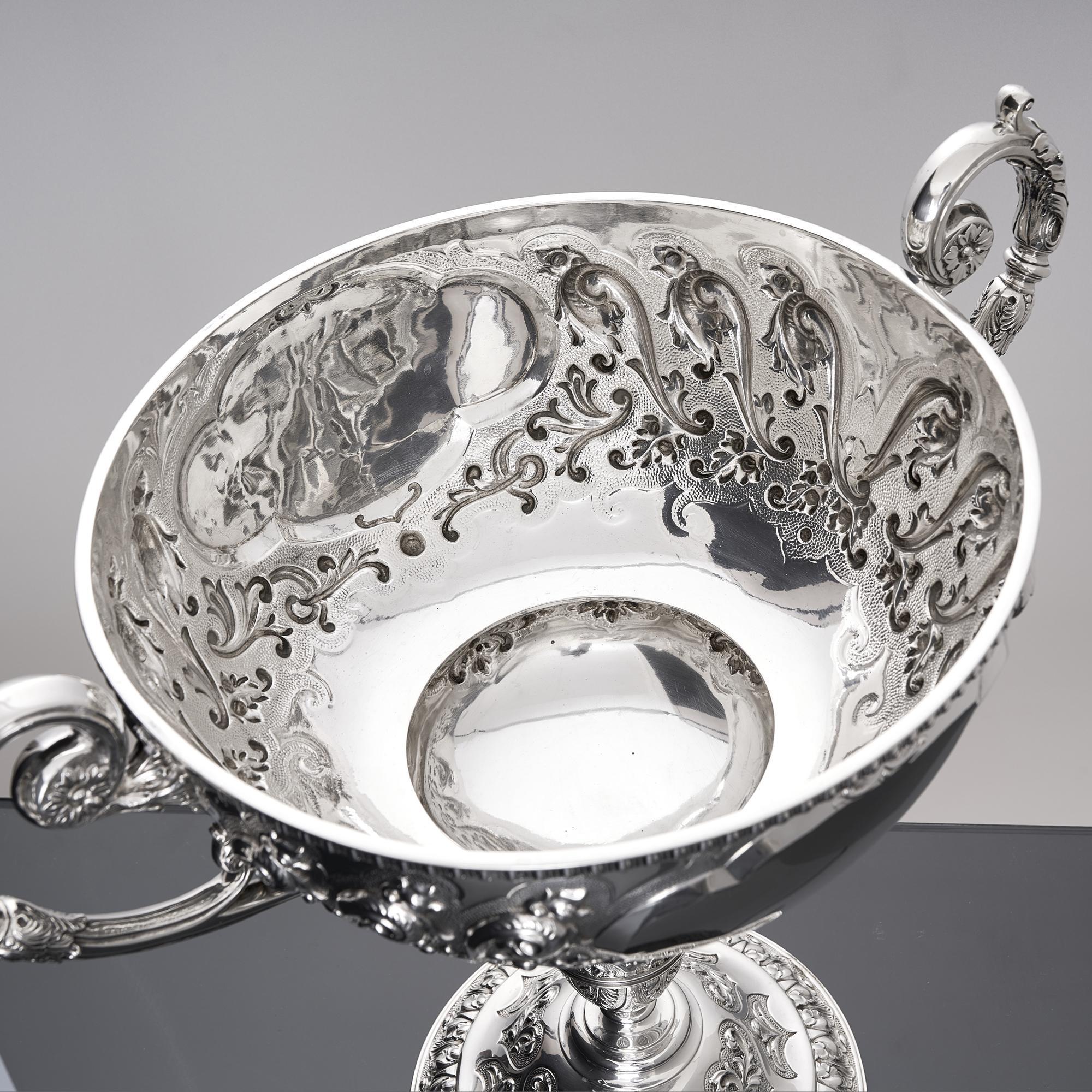 Two-handled antique sterling silver trophy comport 4
