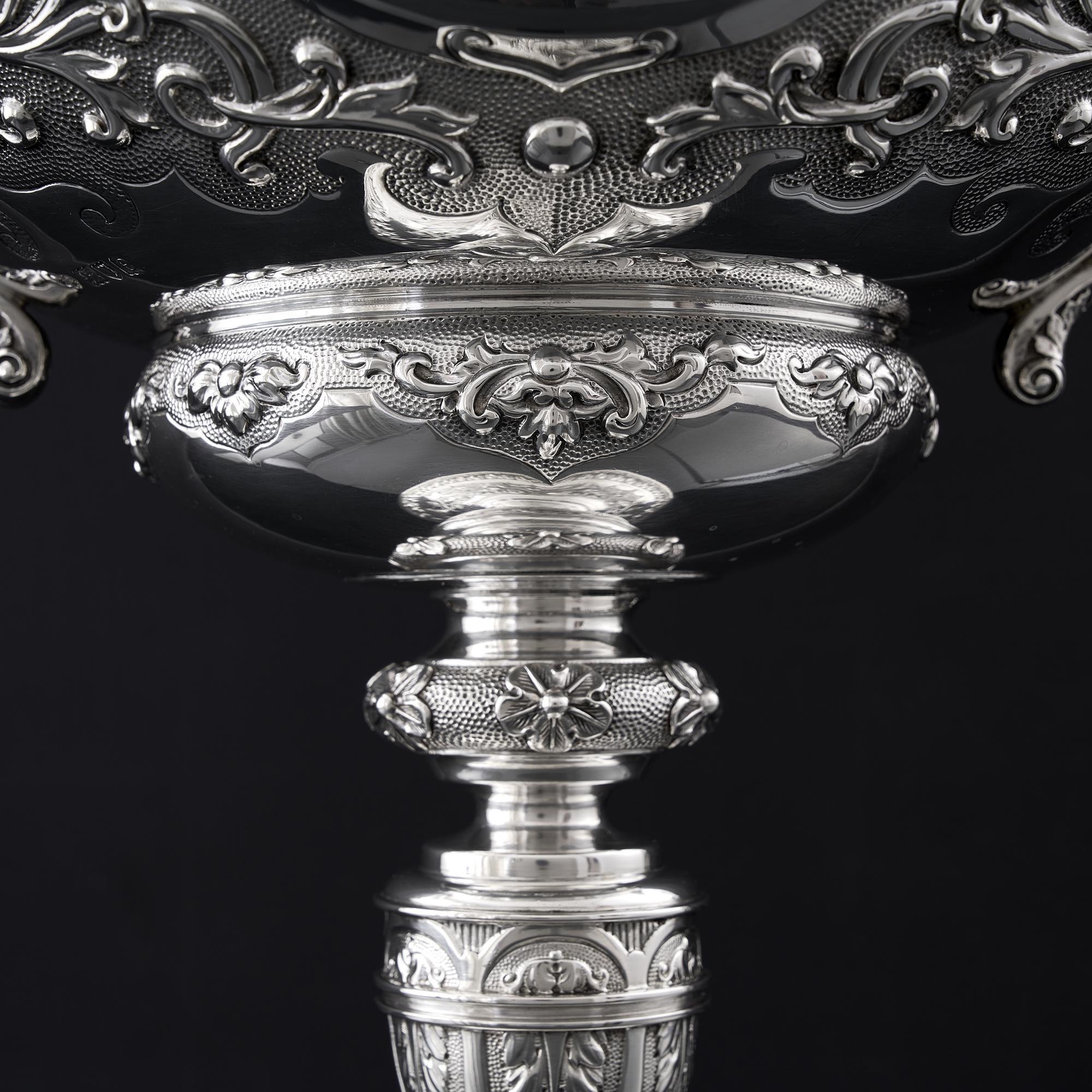 20th Century Two-handled antique sterling silver trophy comport
