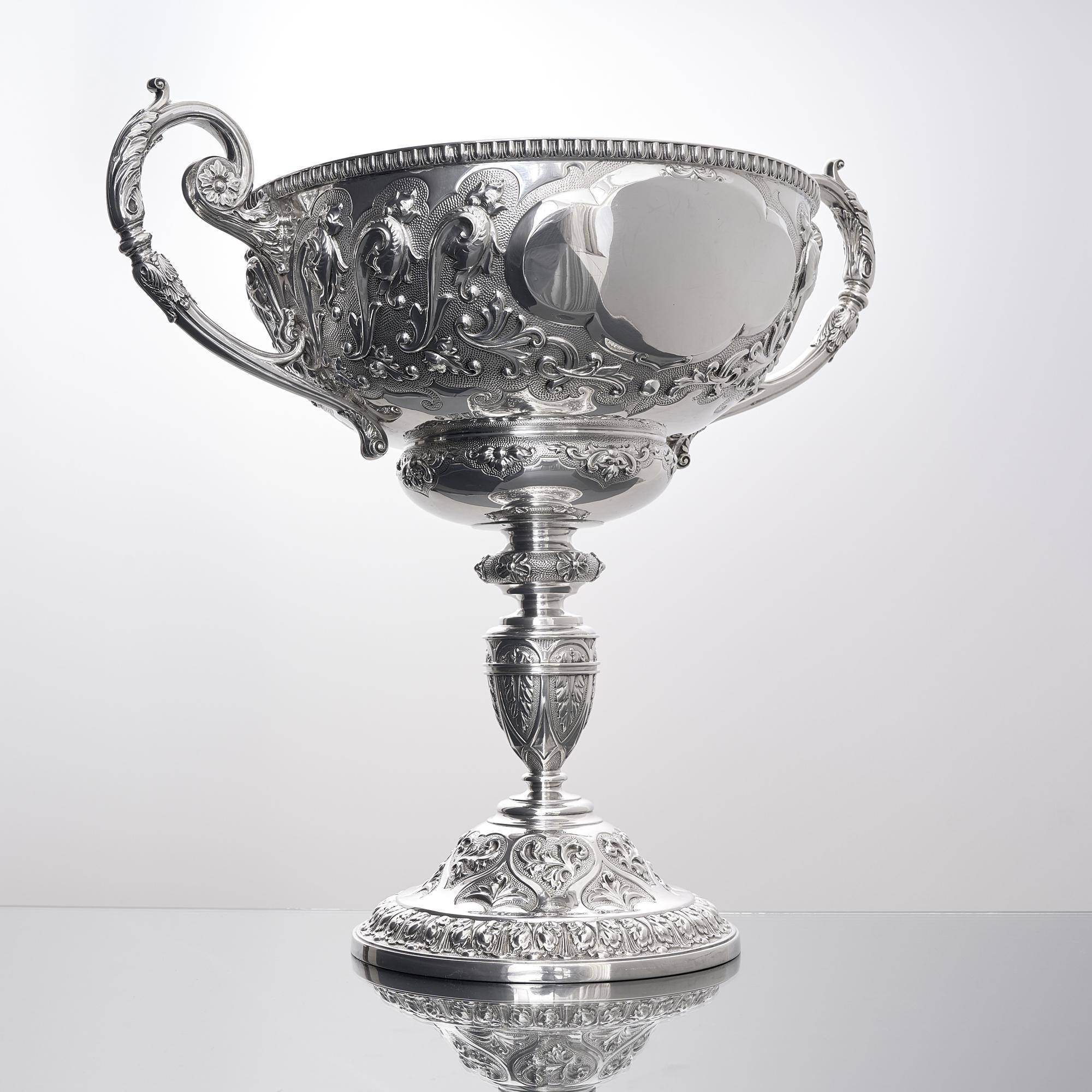 Two-handled antique sterling silver trophy comport 1