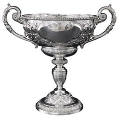 Two-handled antique sterling silver trophy comport