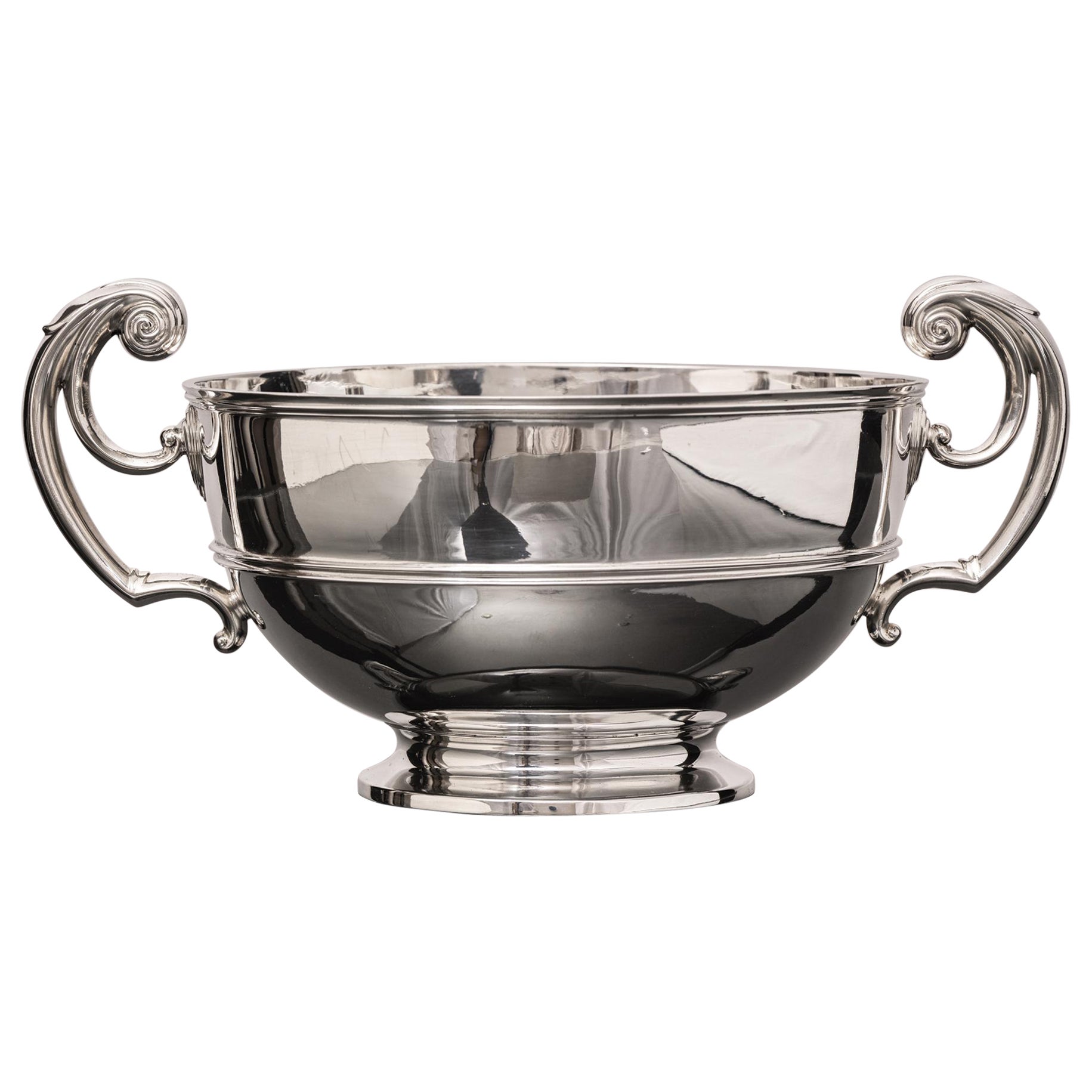 Two-handled Edwardian silver rose bowl
