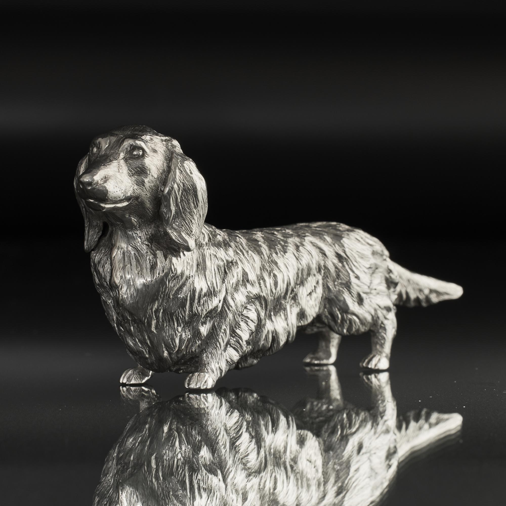 British Silver long-haired dachshund model For Sale