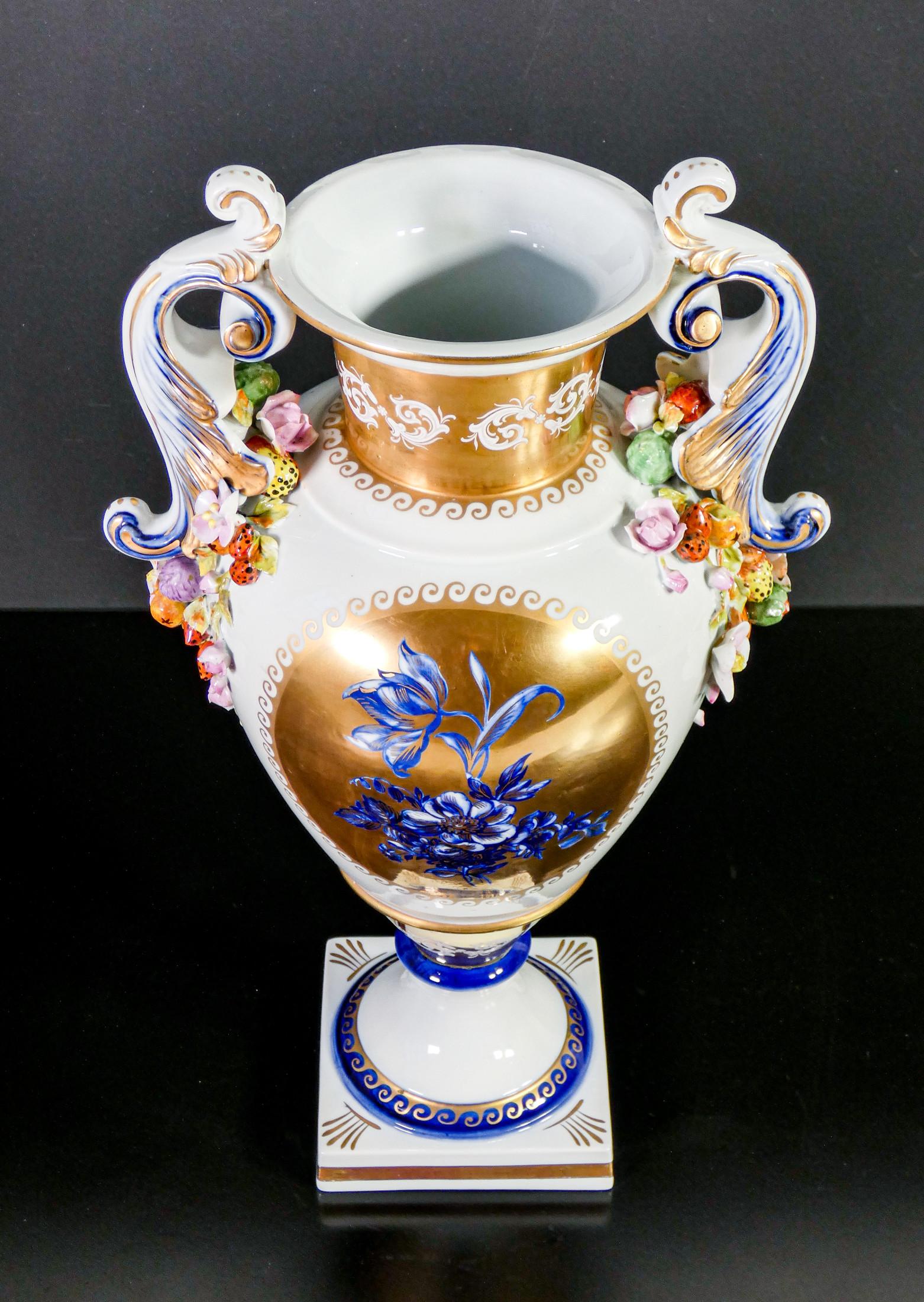 French Two-Handled Vase in Sèvres Porcelain, Modeled and Painted by Hand, France