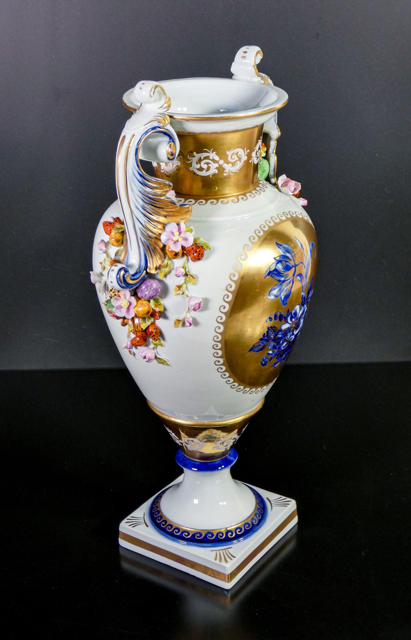 20th Century Two-Handled Vase in Sèvres Porcelain, Modeled and Painted by Hand, France
