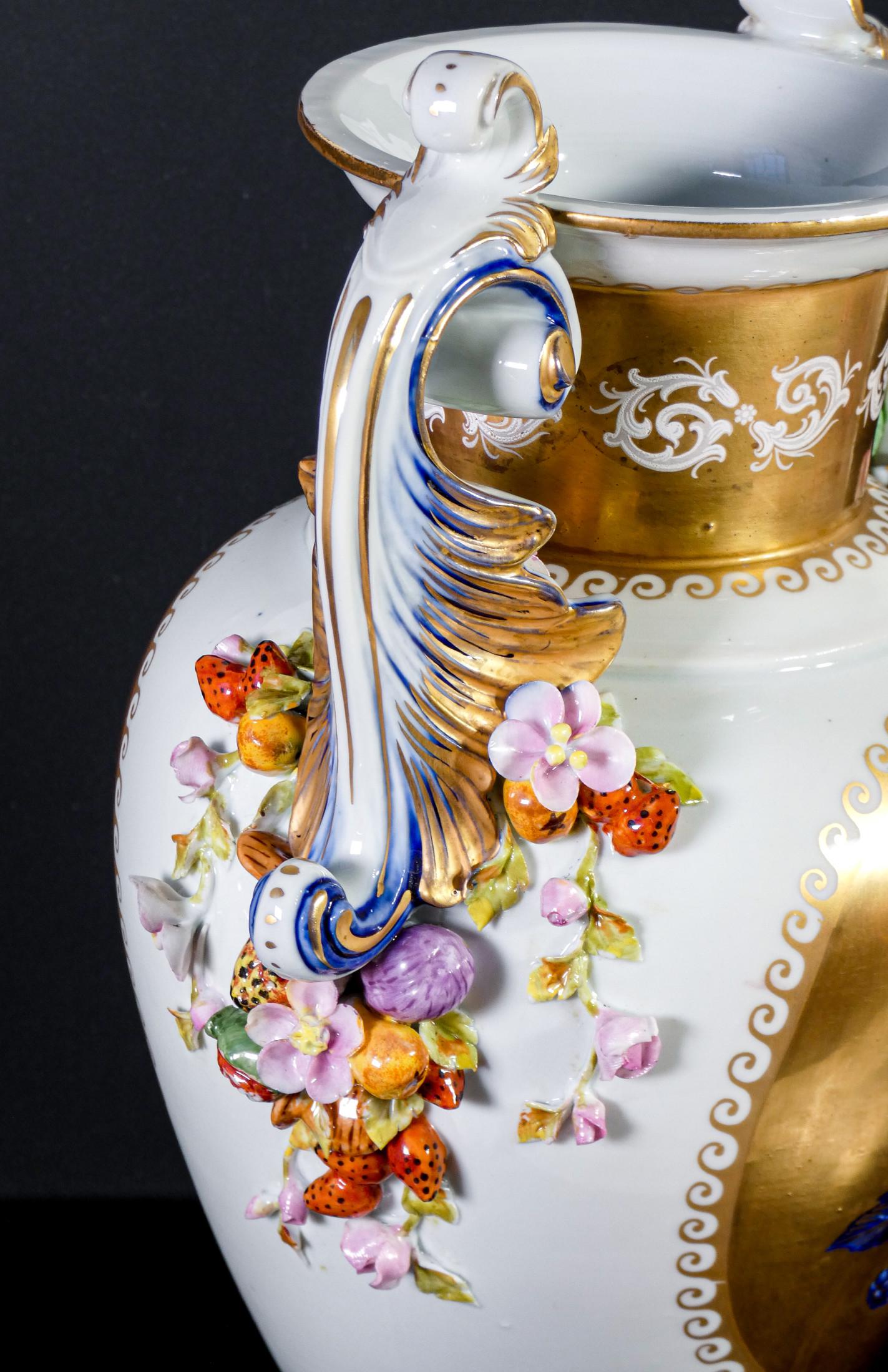 Two-Handled Vase in Sèvres Porcelain, Modeled and Painted by Hand, France 1