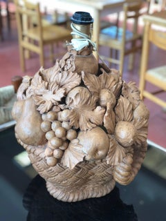 Two Handmade Lamp Base Terracotta Fruit Decorative Baskets Tuscany