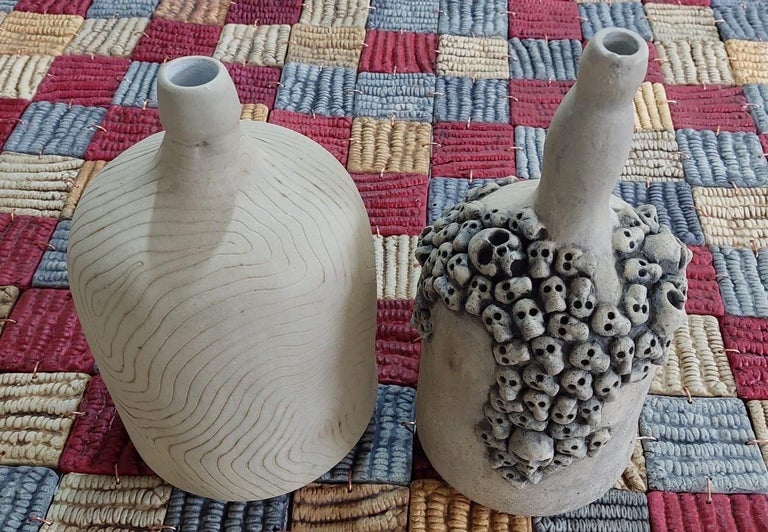 Organic Modern Two Handmade Mezcal Vessels by Omar Hernández in Clay For Sale