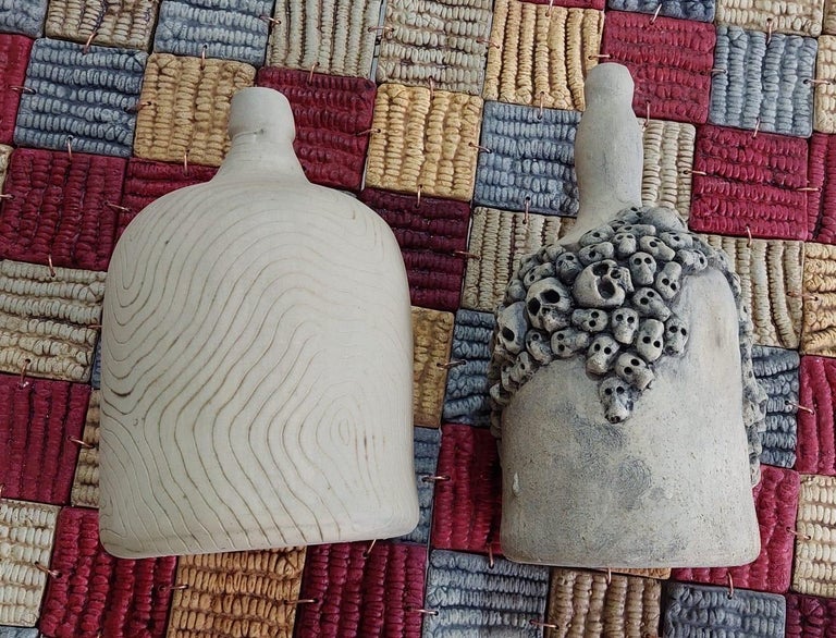 Mexican Two Handmade Mezcal Vessels by Omar Hernández in Clay For Sale