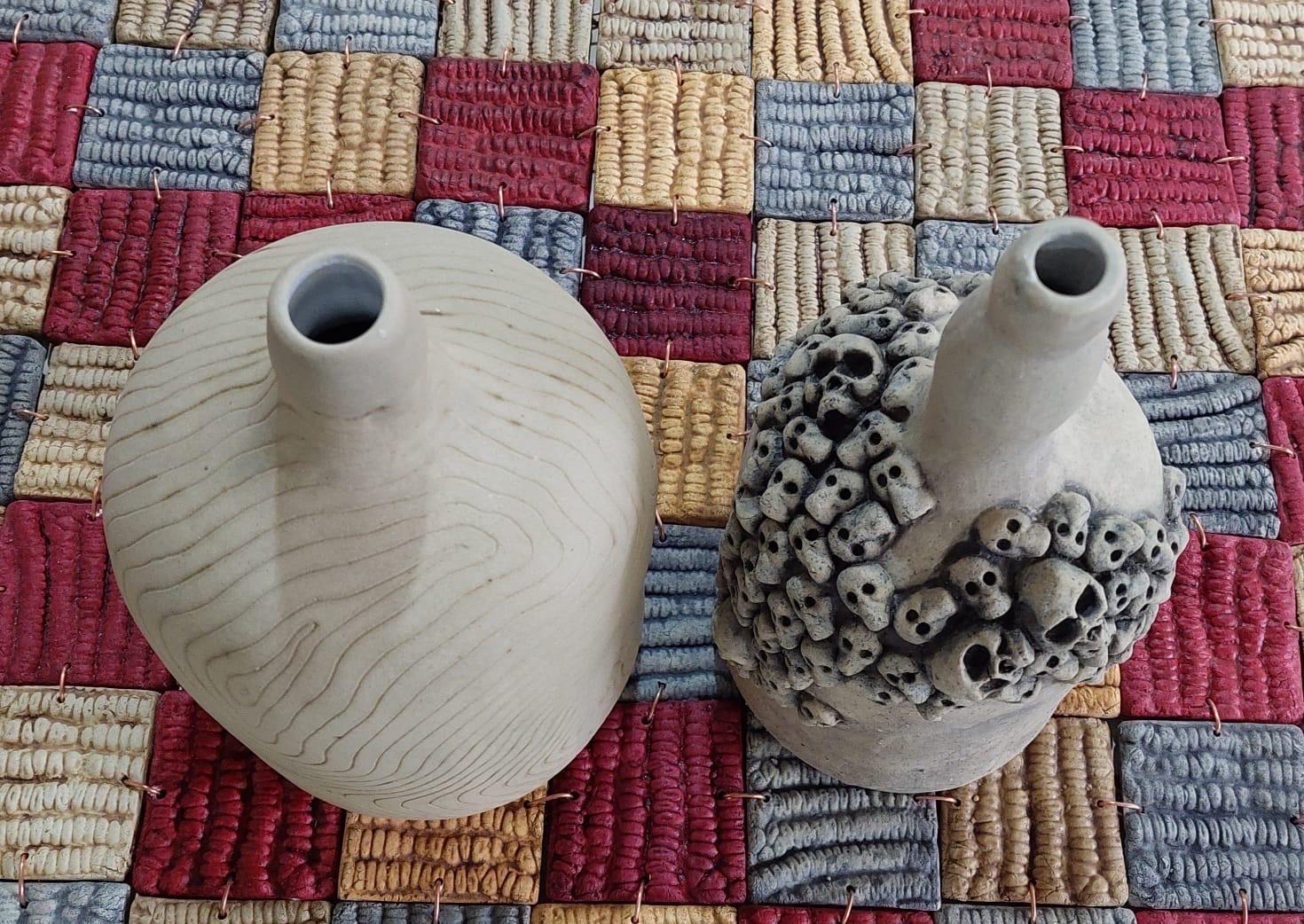 Mexican Two Handmade Mezcal Vessels by Omar Hernández in Clay For Sale
