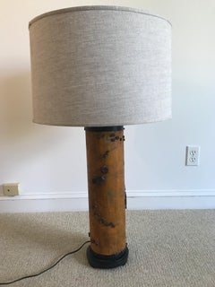 Two Hardwood Cylinder Vintage Wallpaper Roller Lamps