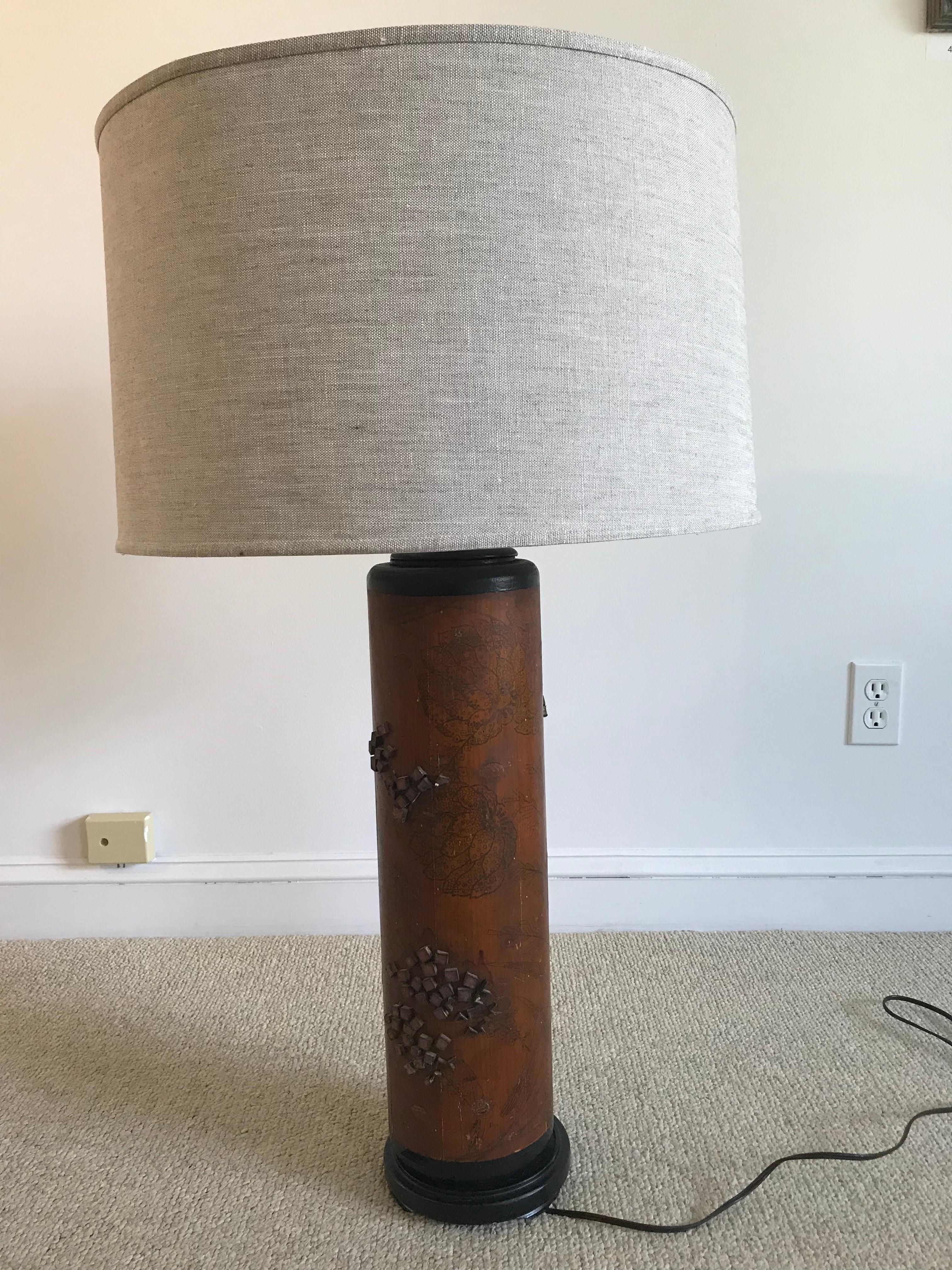 20th Century Two Hardwood Cylinder Vintage Wallpaper Roller Lamps For Sale