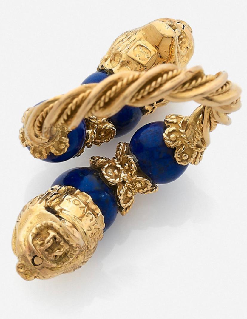 Zolotas-Ring mit zwei Löwenköpfen (Klassisch-griechisch) im Angebot