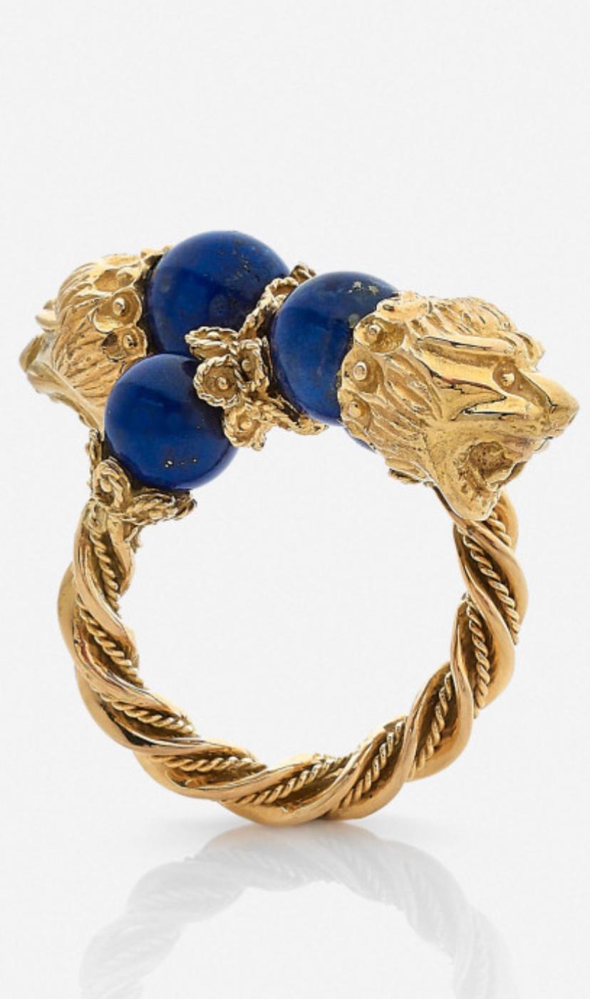 Zolotas-Ring mit zwei Löwenköpfen (Perle) im Angebot