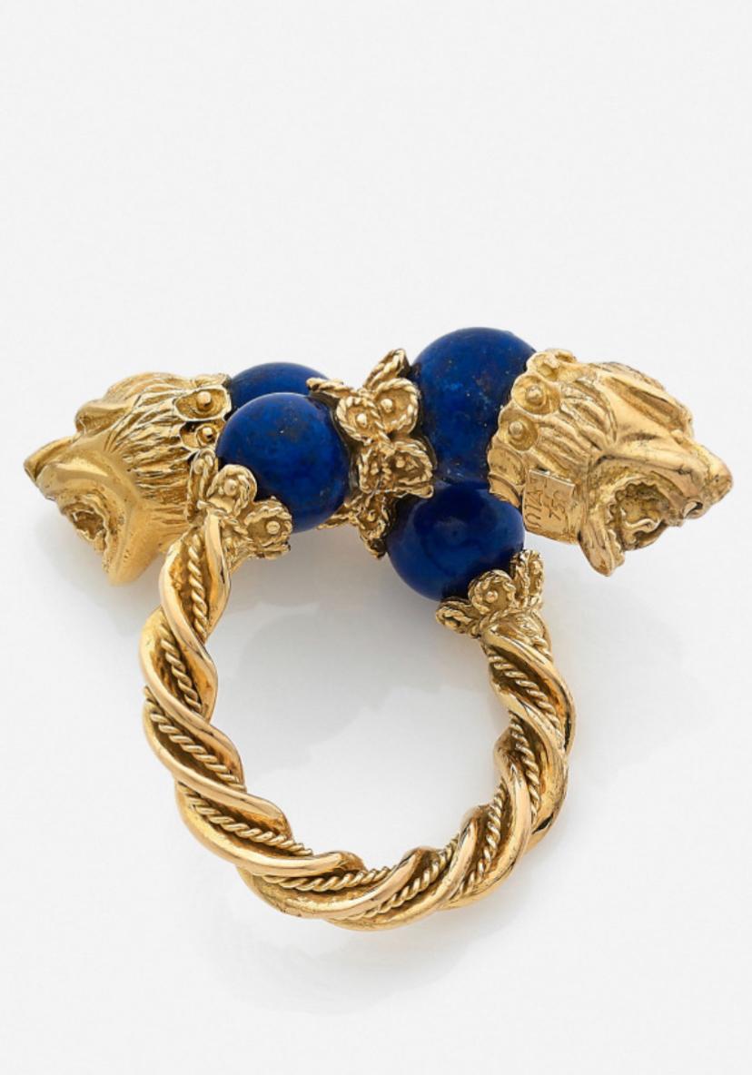 Zolotas-Ring mit zwei Löwenköpfen im Zustand „Hervorragend“ im Angebot in London, England