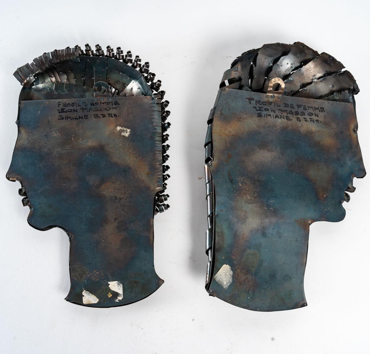 Mid-20th Century Two heads by Léon Masson
