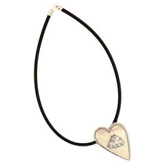 Two Hearts, by Kerry Green, sterling silver, pin, pendant, cast, layered, stitch