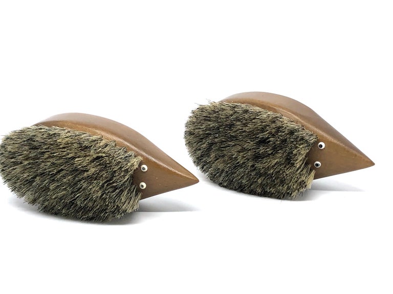 Two Hedgehog Brushes Teak Wood Danish Design, 1960s For Sale at 1stDibs