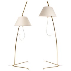 One of Two Height Adjustable Kalmar Brass Floor Lamps 'Cavador' No. 2098, 1960