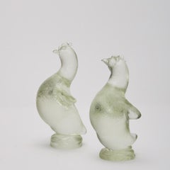 Archimede Seguso Hen Sculptures in Corroso Glass Murano circa 1938