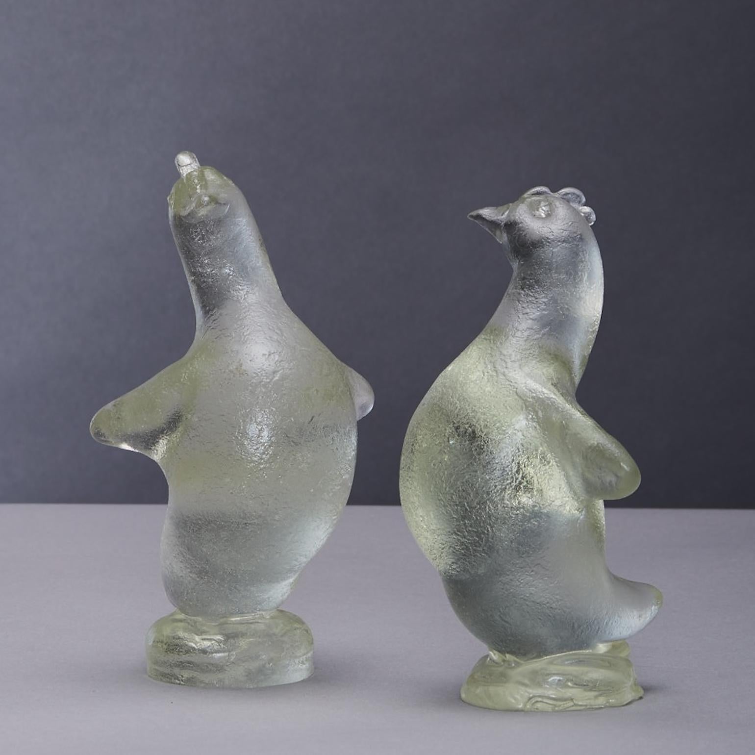 Deux sculptures de poule en verre Corroso d'Archimede Seguso vers 1938 Excellent état - En vente à London, GB