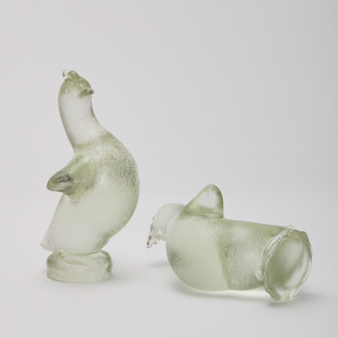 Deux sculptures de poule en verre Corroso d'Archimede Seguso vers 1938 en vente 1