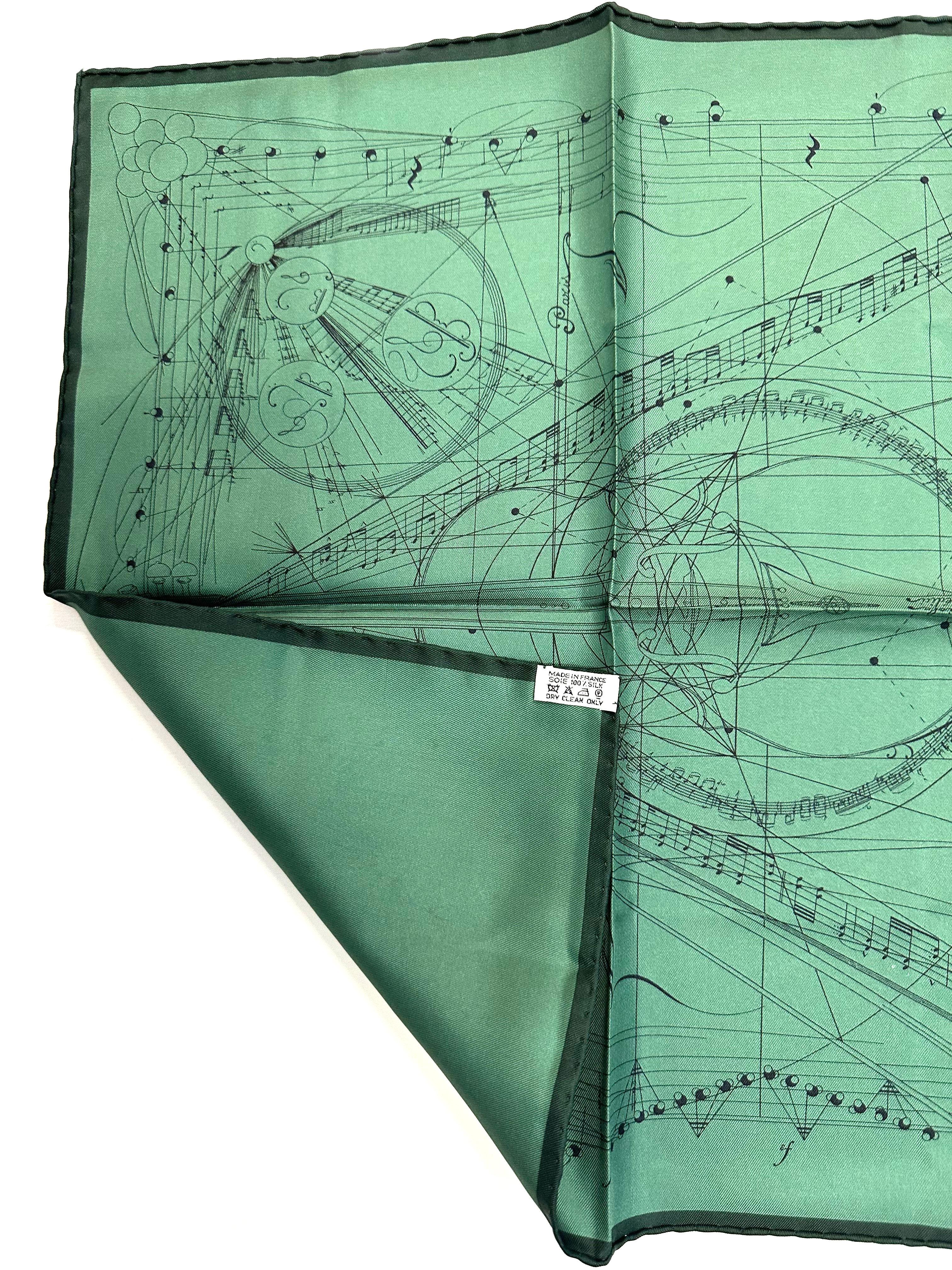 Blue Two Hermes Silk Pocket Squares For Sale