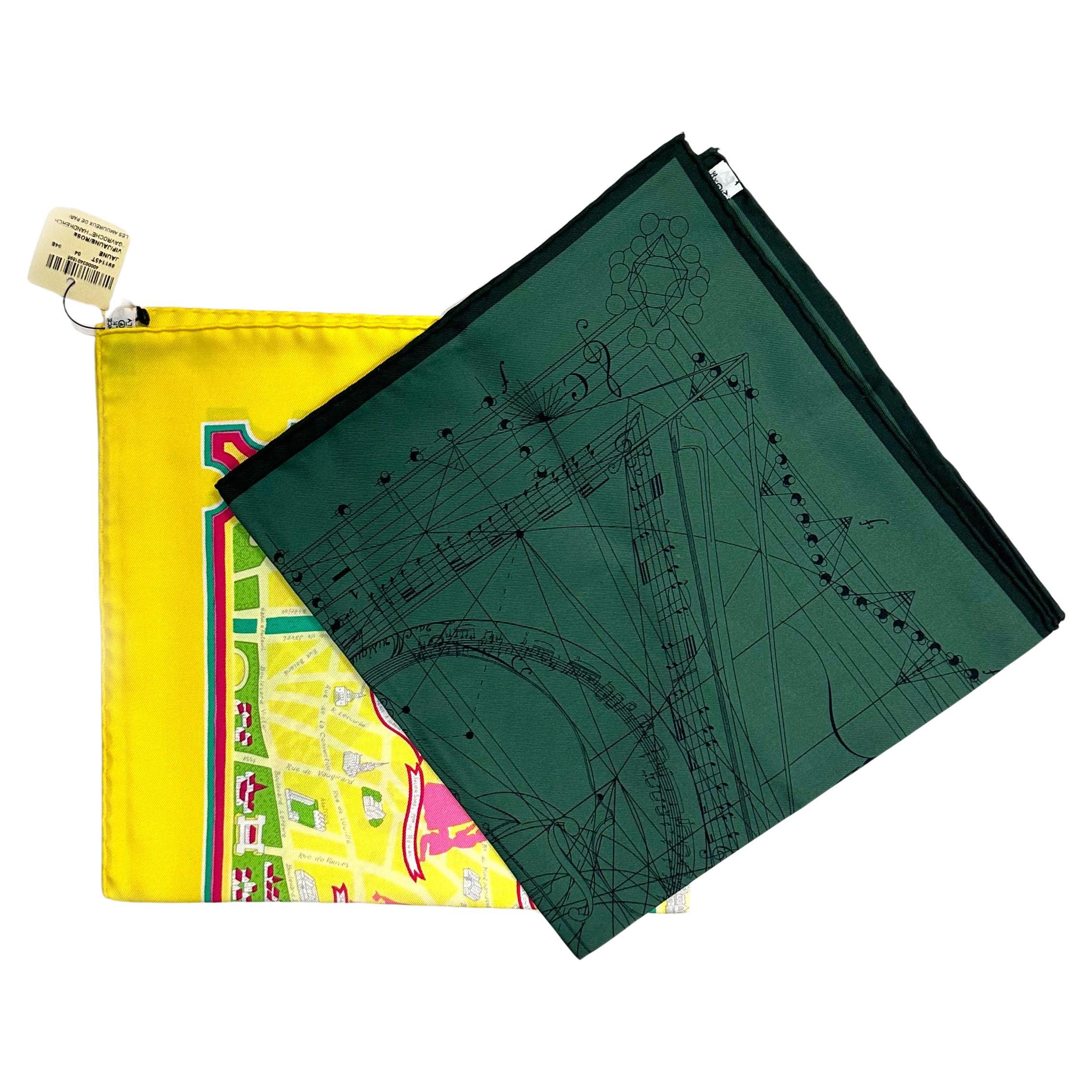 Two Hermes Silk Pocket Squares For Sale