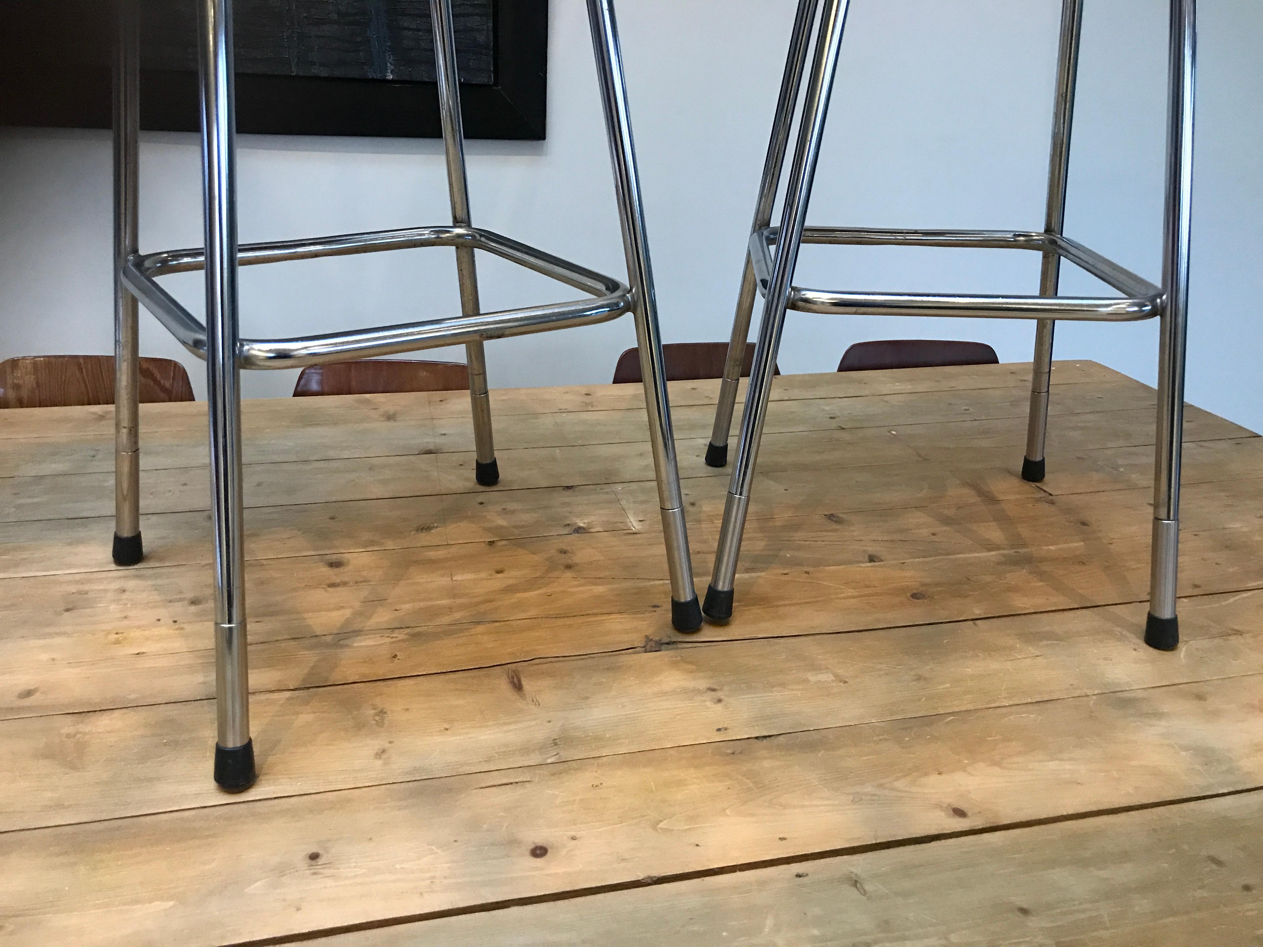 Two High Bar Stools Selected by Charlotte Perriand for the Les Arcs Ski Resort In Good Condition In Markington, GB