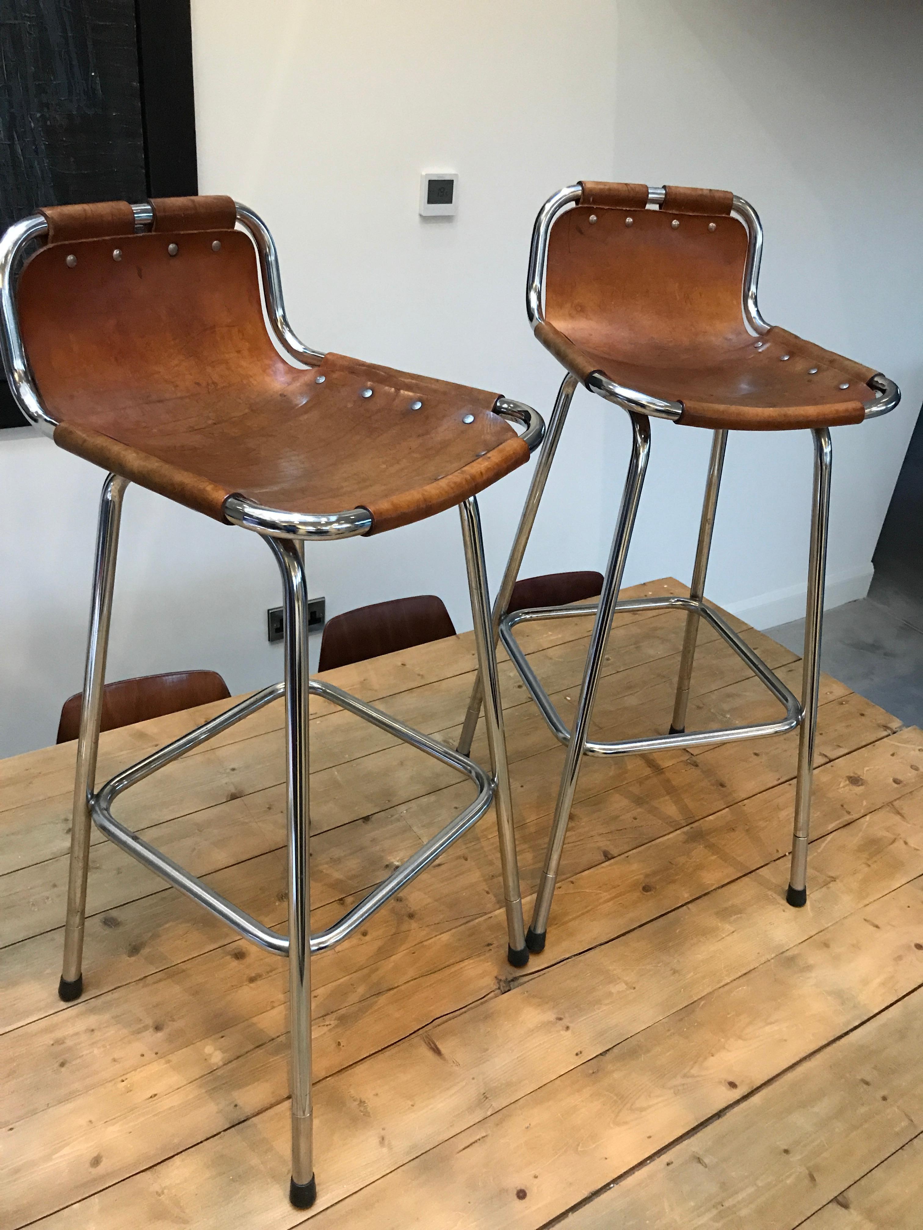 20th Century Two High Bar Stools Selected by Charlotte Perriand for the Les Arcs Ski Resort