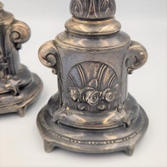 Two historicism silver plated candle stand. 1850 - 1880