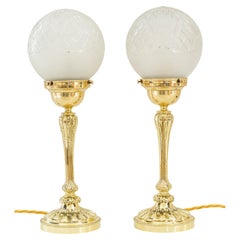 Two Historistic Table Lamps with Cut Glasses Vienna Around 1890s