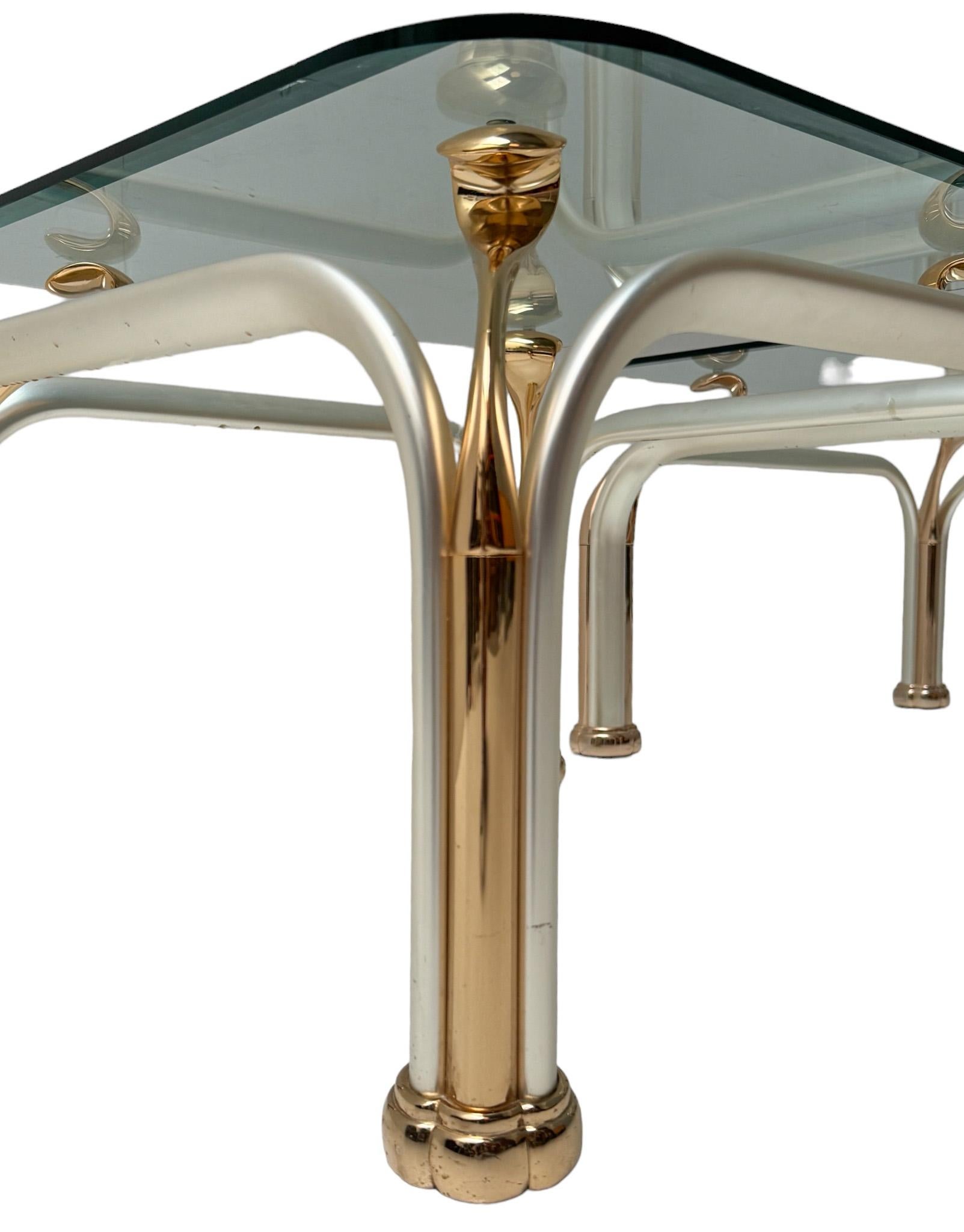 Two Hollywood Regency Side Tables with Original Beveled Glass Tops, 1980s For Sale 1
