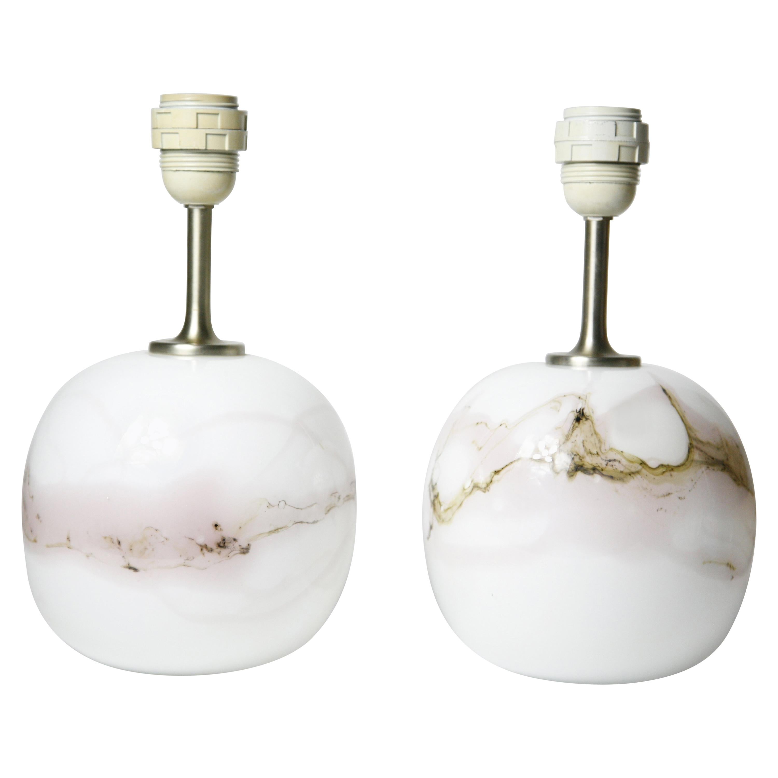 Hand-Crafted Two Holmegaard Lamps Sakura Design Michael Bang, 1984, Denmark For Sale