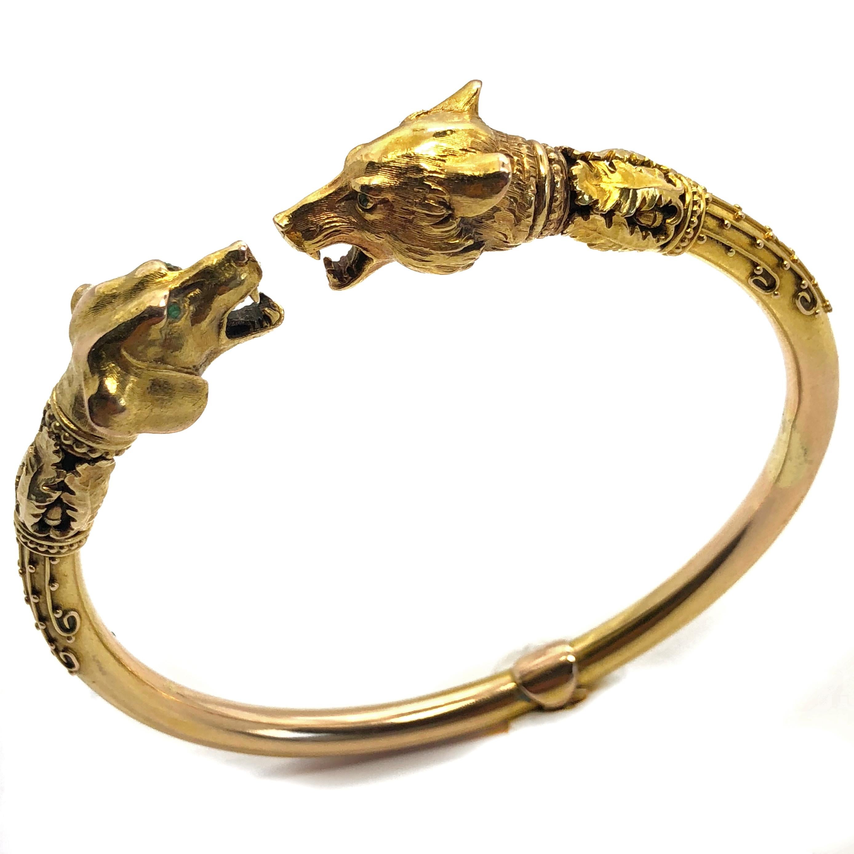 Women's or Men's Two Hounds Victorian Gold Bangle
