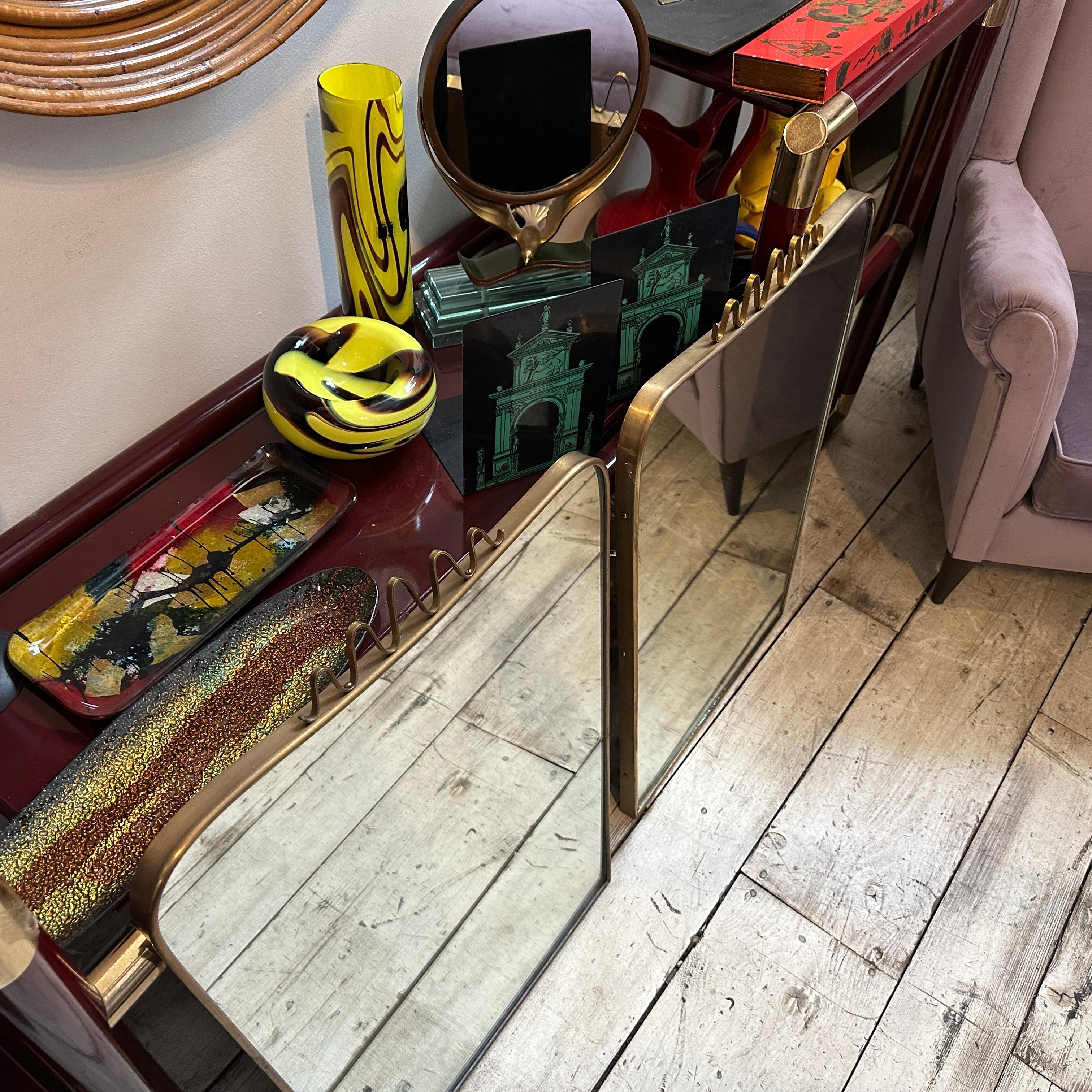 Two Iconic 1950s Mid-Century Modern Brass Wall Mirrors by Gio Ponti For Sale 12