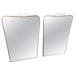 Two Iconic 1950s Mid-Century Modern Brass Wall Mirrors by Gio Ponti