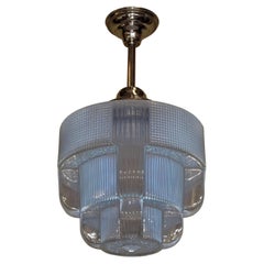 Two Iconic Large Art Deco Ice Blue Globe on Nickel Plated Fitter priced each