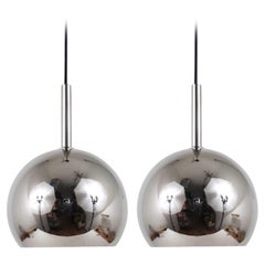 Two Identical Chromed Globe Pendant Lamps, Germany, 1970s