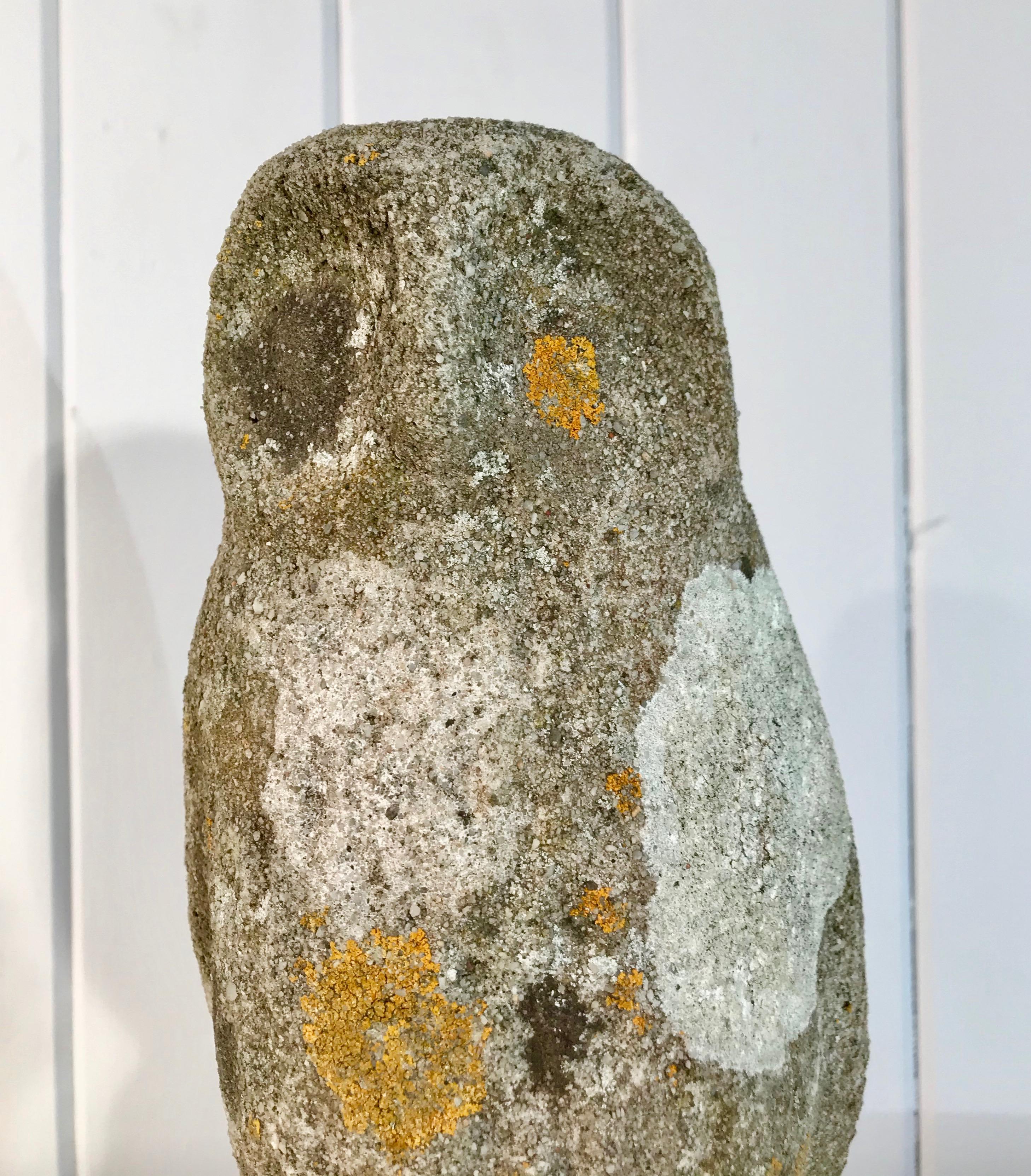 Two Identical English Heavily-Lichened Cast Stone Owls 6